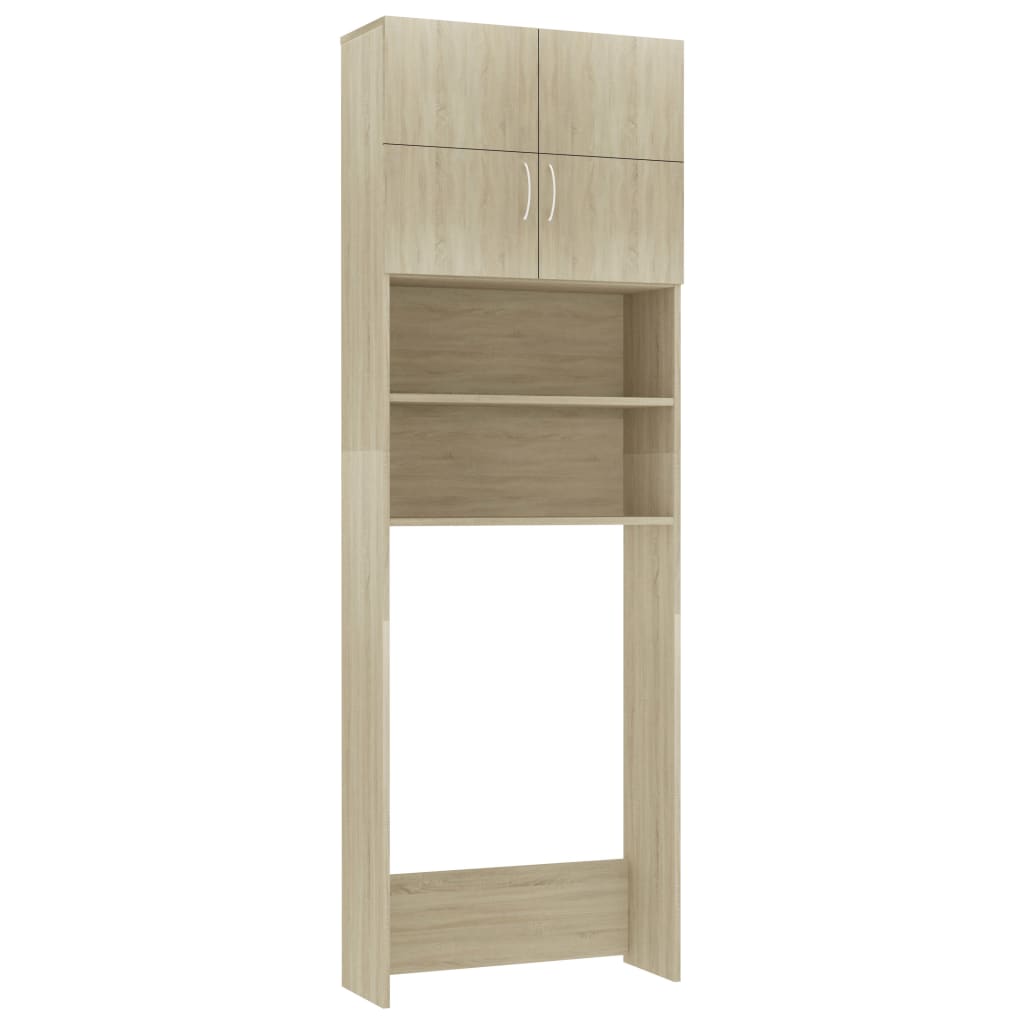 Wasmachinekast 64x25,5x190 cm bewerkt hout grijs