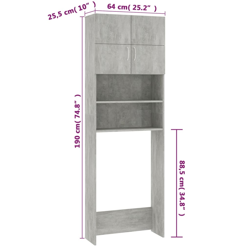 Wasmachinekast 64x25,5x190 cm bewerkt hout sonoma eikenkleurig