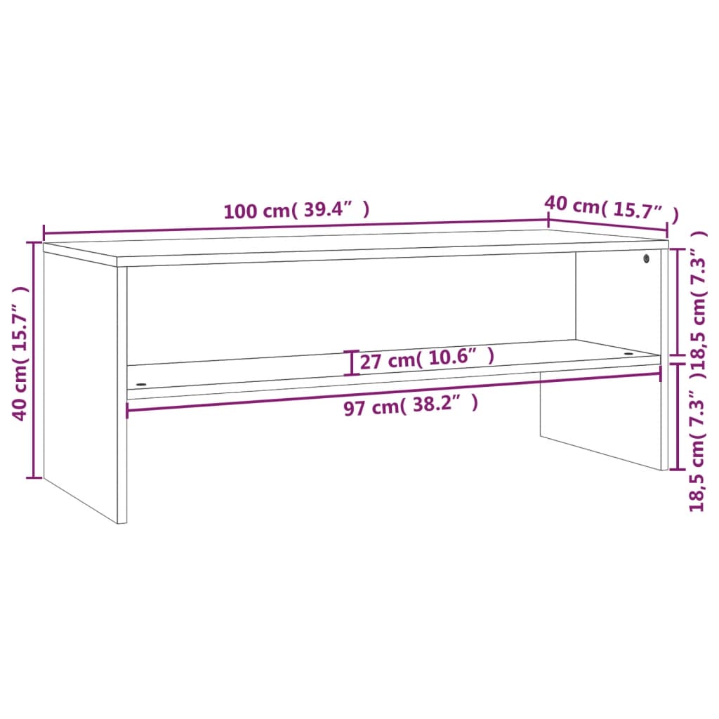 Tv-meubel 100x40x40 cm bewerkt hout