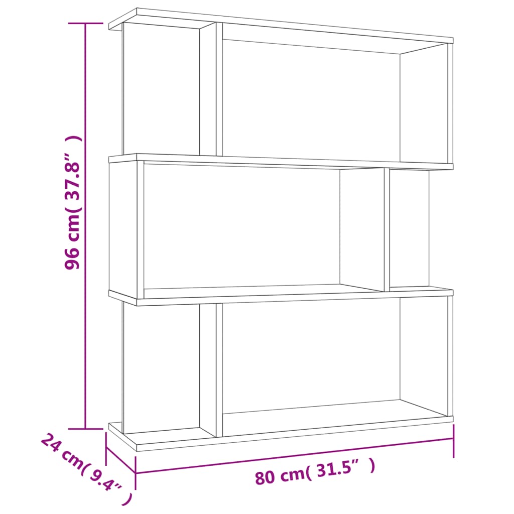 Bibliothèque/paravent 80x24x96 cm bois fini