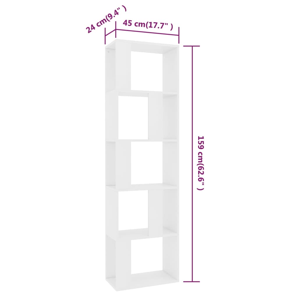 Bibliothèque 45x24x160 cm en bois travaillé