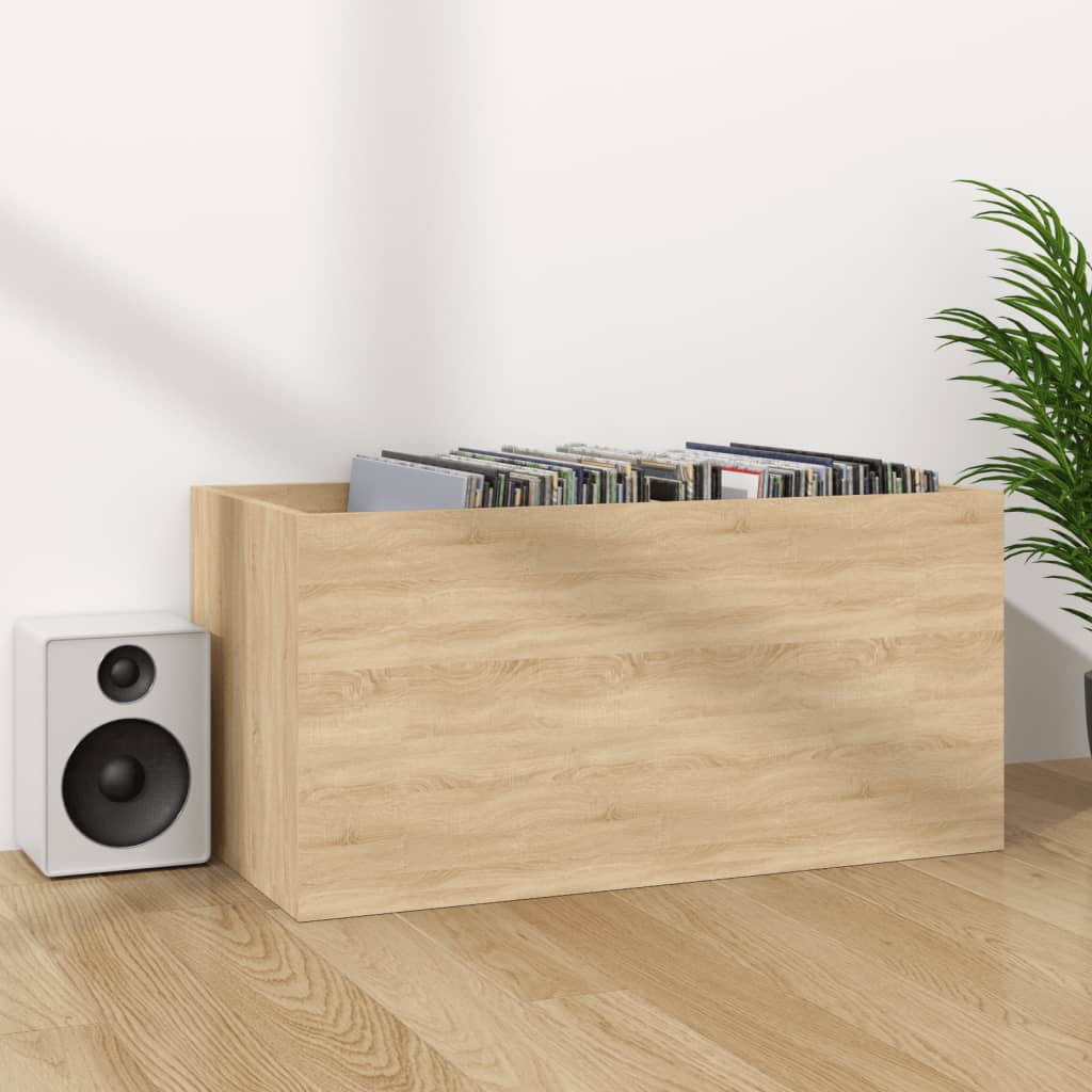 Coffret de rangement pour vinyles 71x34x36 cm en dérivé du bois