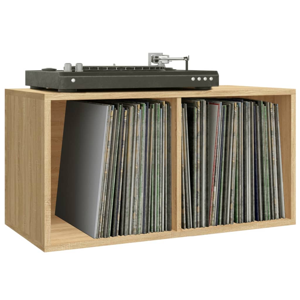 Coffret de rangement pour vinyles 71x34x36 cm en dérivé du bois