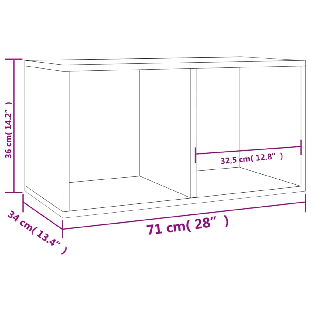 LP Opbergbox 69,5x34x36 cm bewerkt hout oud houtkleurig