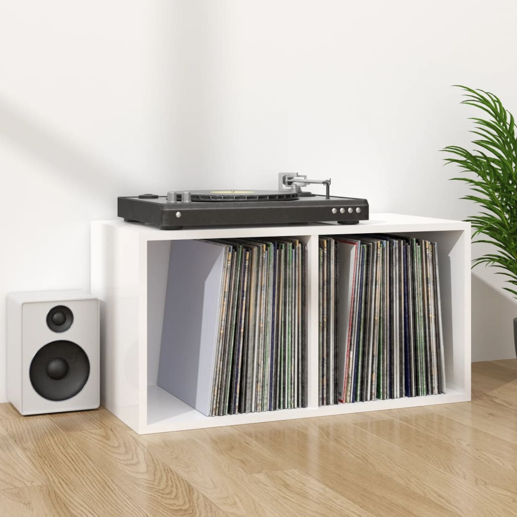 Coffret de rangement pour vinyles 71x34x36 cm en dérivé du bois