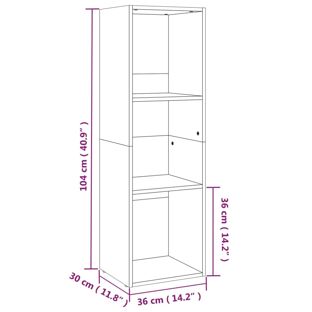 Bibliothèque/meuble TV 36x30x114 cm bois gris chêne sonoma