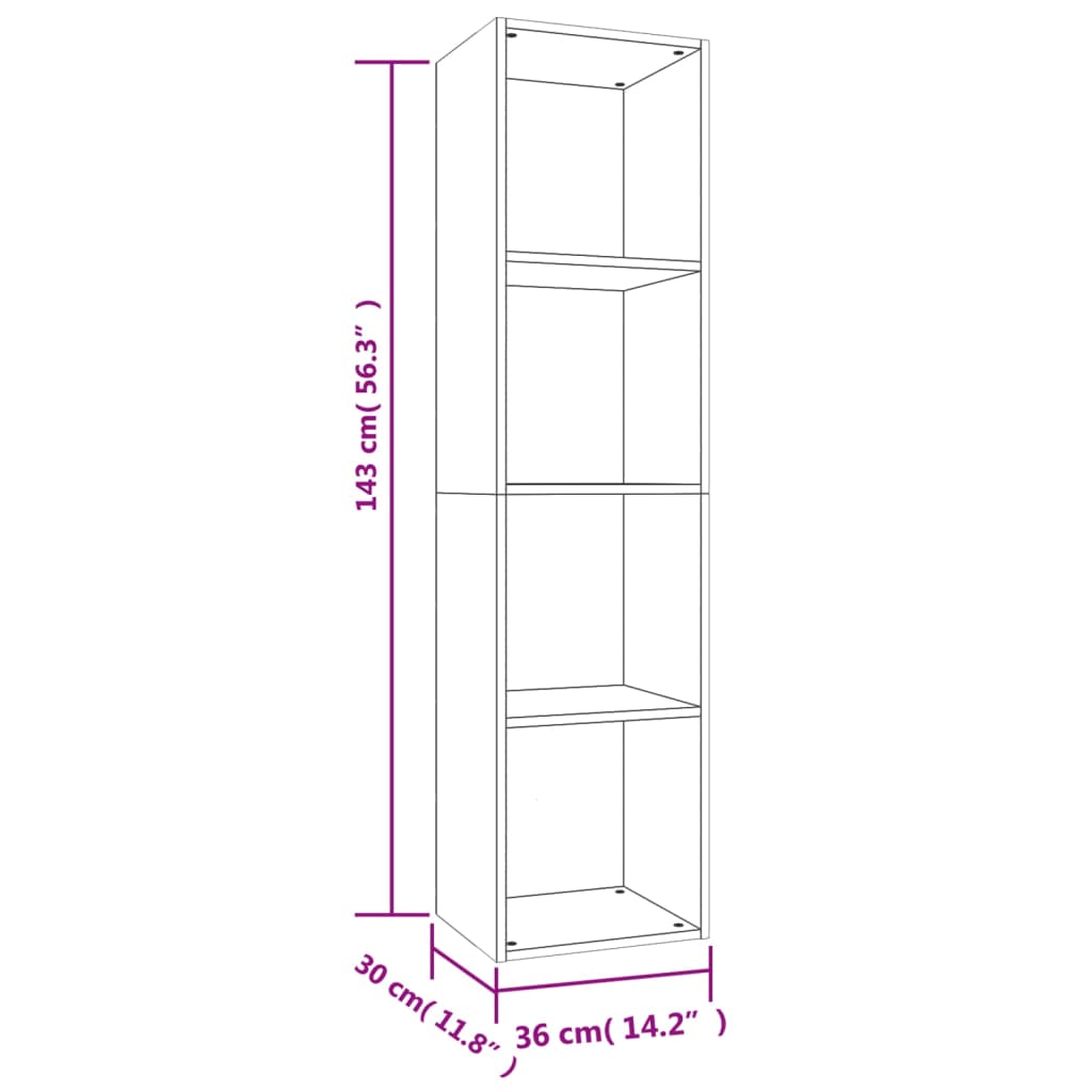 Bibliothèque/meuble TV 36x30x143 cm bois fini