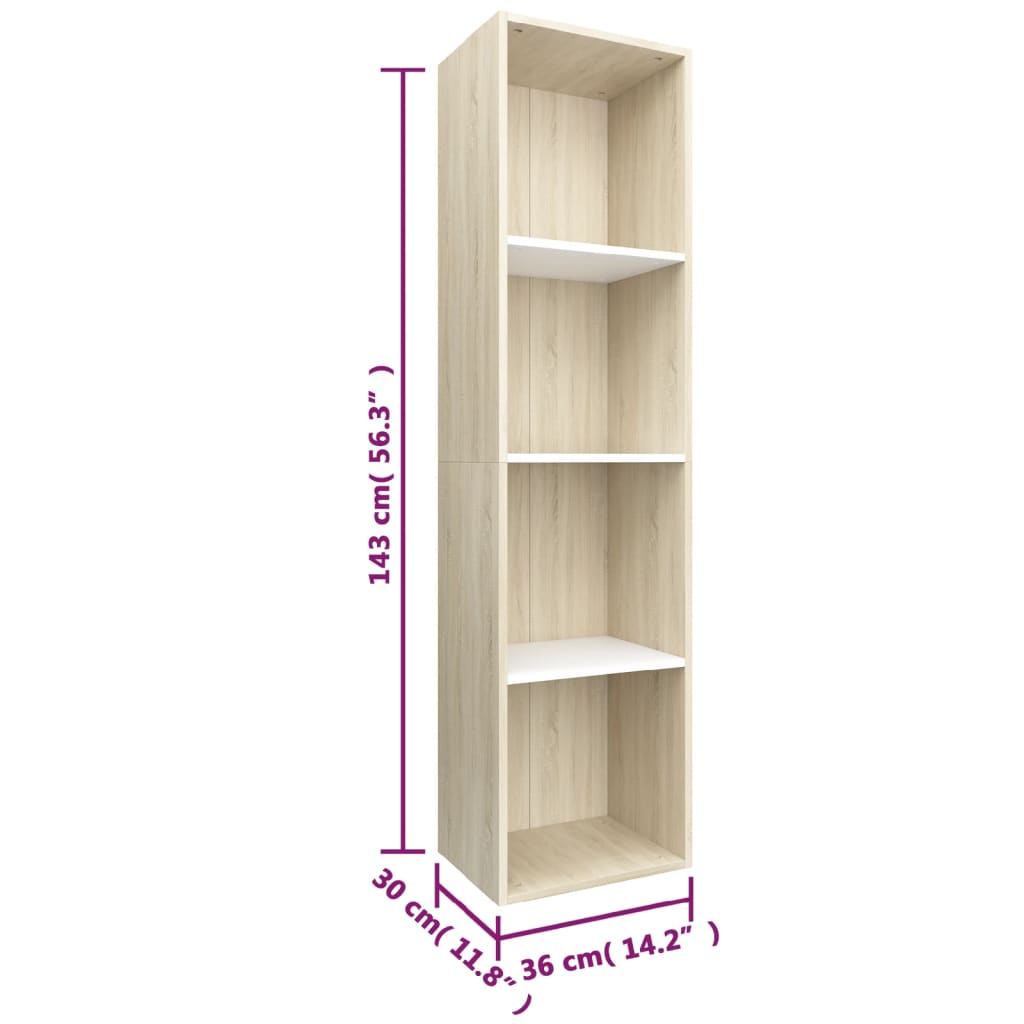 Boekenkast/tv-meubel 36x30x143 cm bewerkt hout