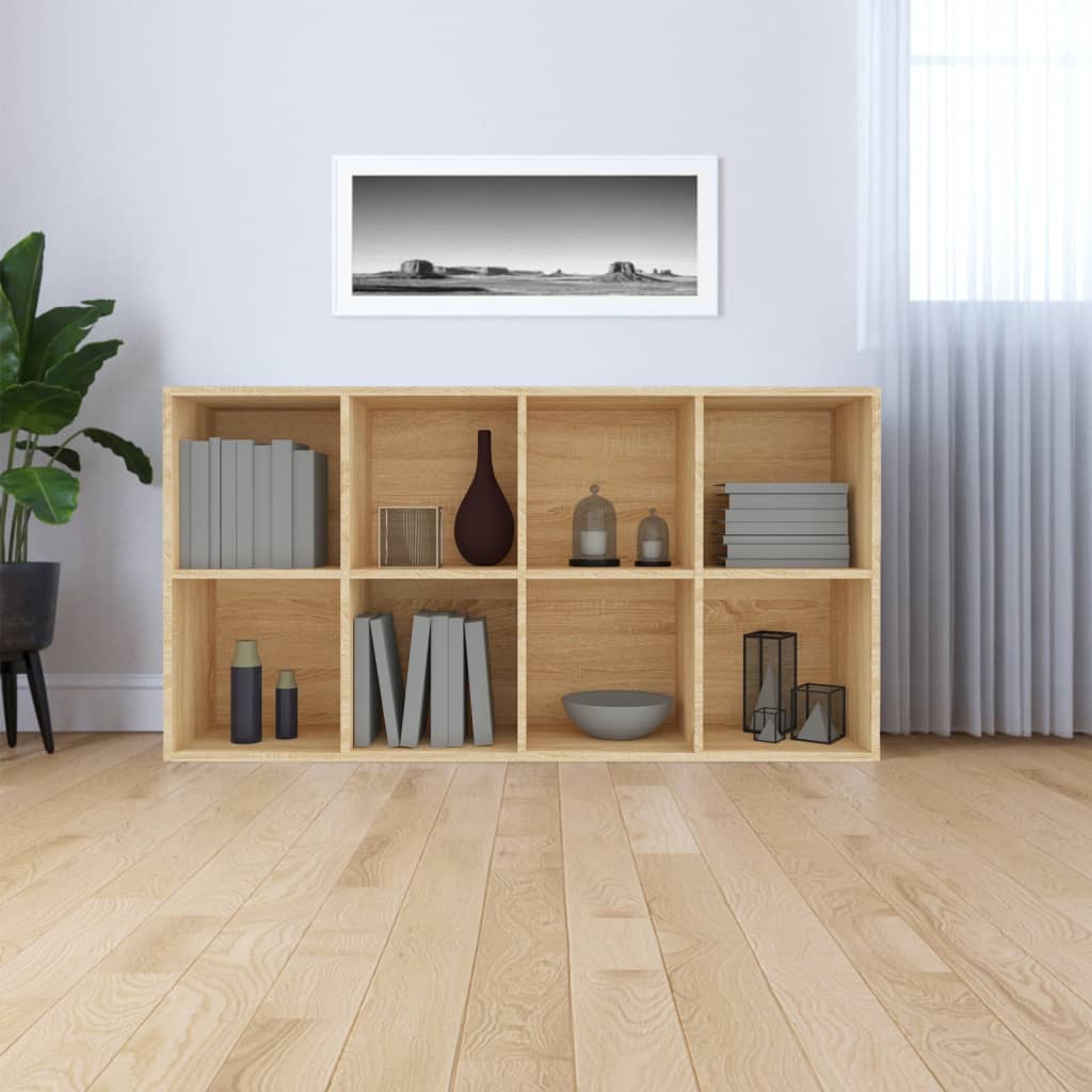 Boekenkast/dressoir 66x30x130 cm bewerkt hout eikenkleur