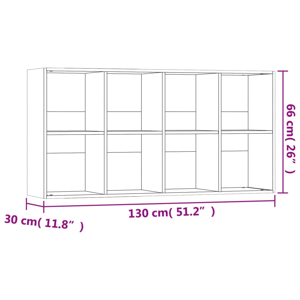 Bibliothèque/bahut 66x30x130 cm bois fini couleur chêne