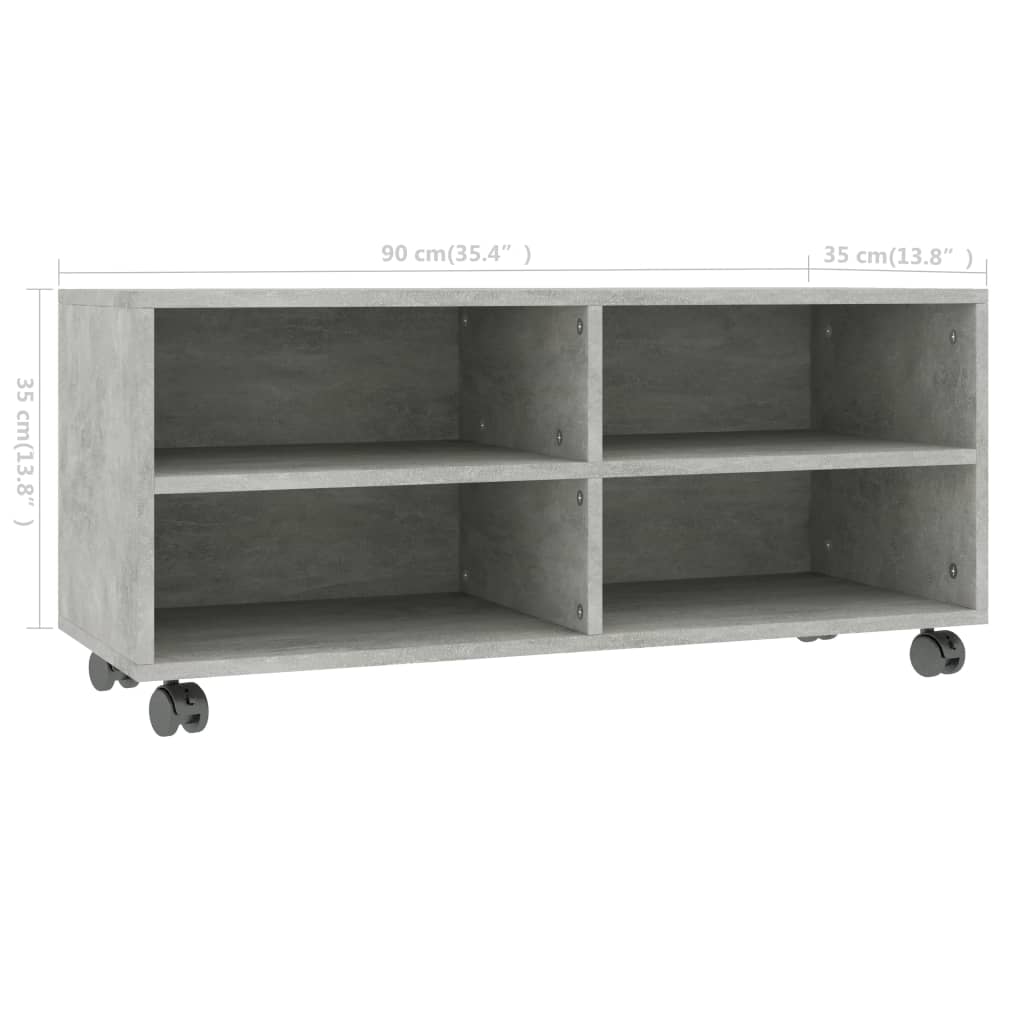 Tv-meubel met wieltjes 90x35x35 cm bewerkt hout