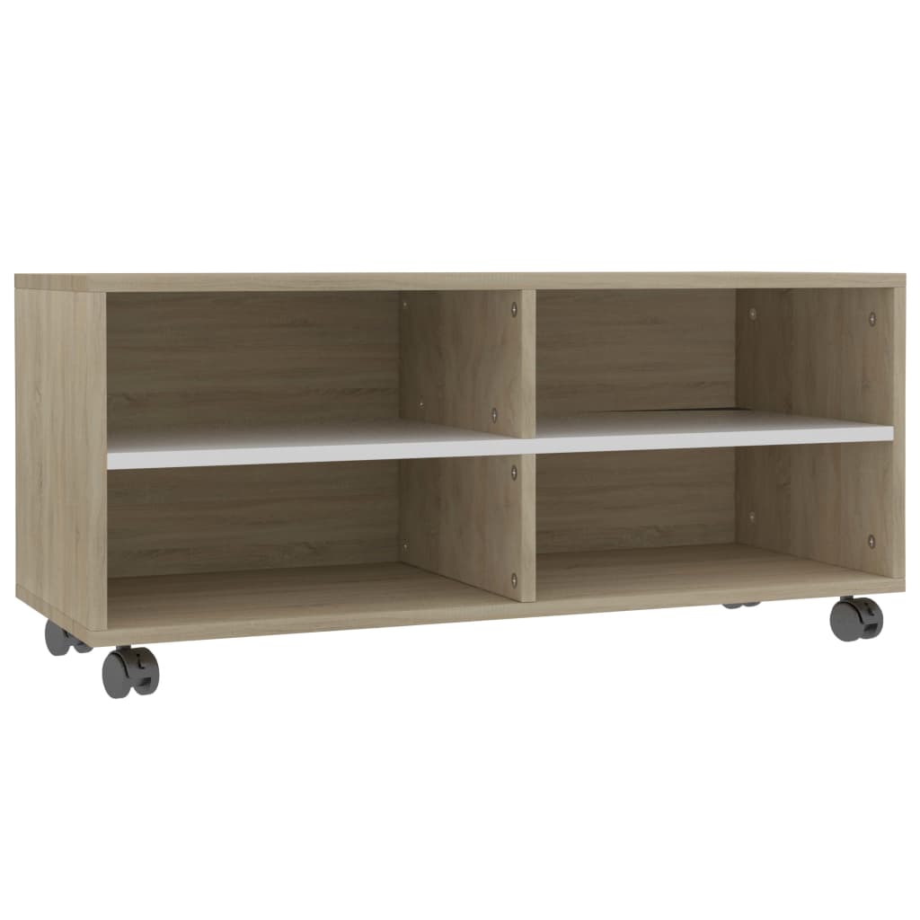 Tv-meubel met wieltjes 90x35x35 cm bewerkt hout