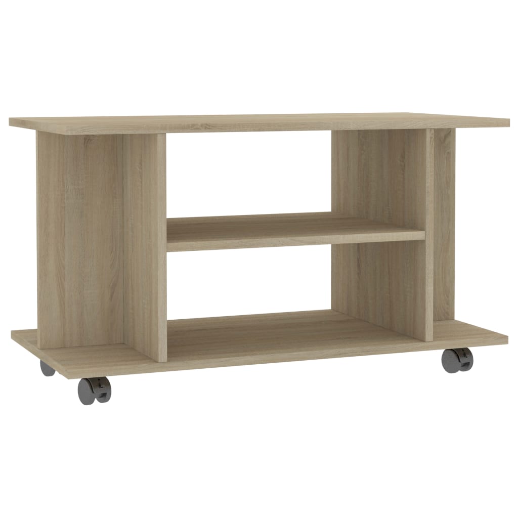 Tv-meubel met wieltjes 80x40x45 cm bewerkt hout