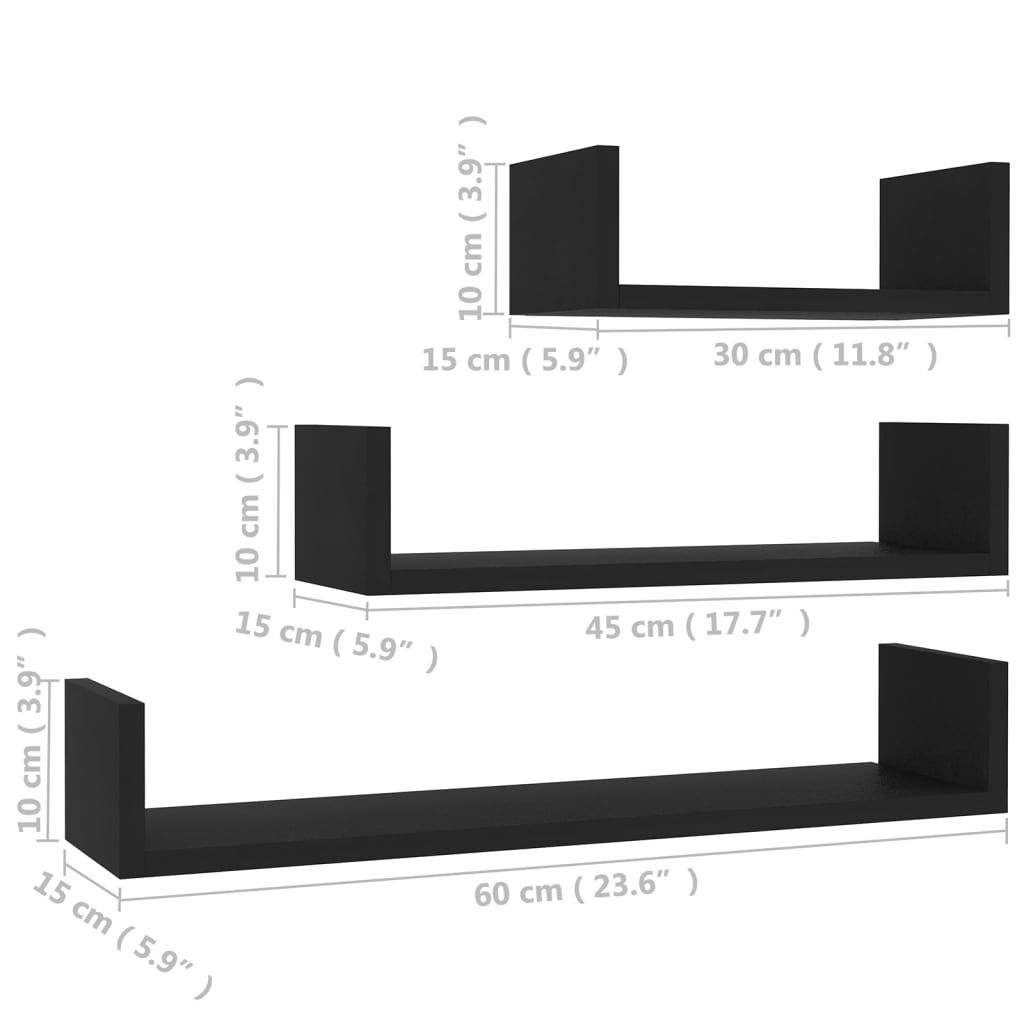 Wandschappen 3 st bewerkt hout