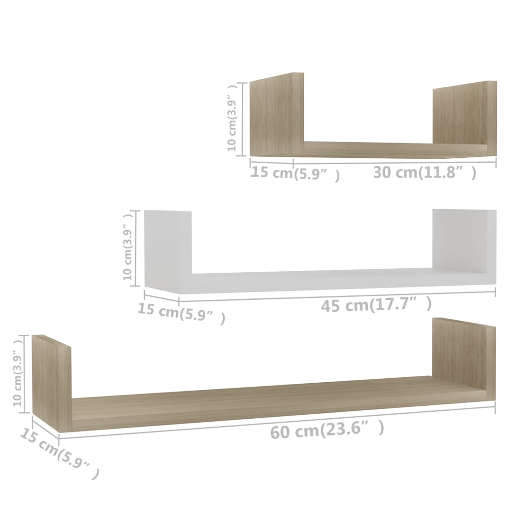 Wandschappen 3 st bewerkt hout