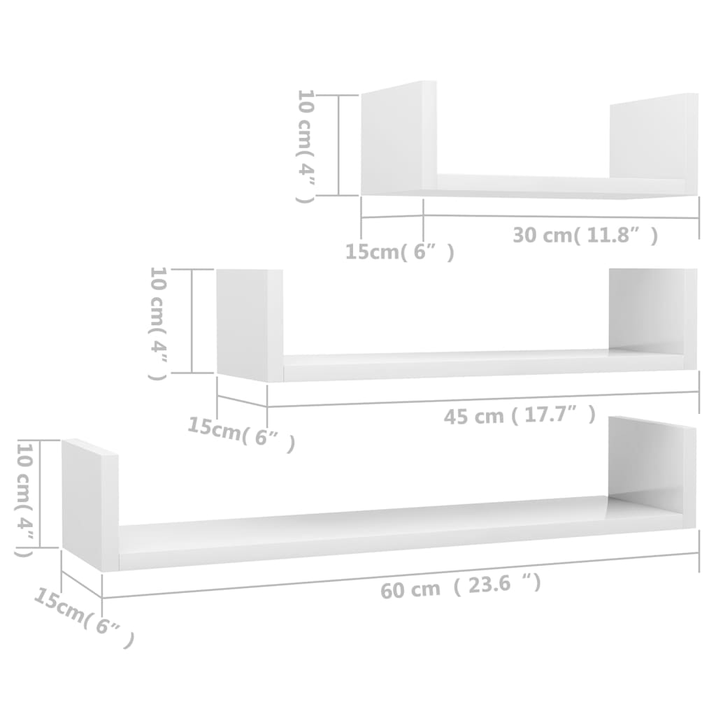 Wandschappen 3 st bewerkt hout