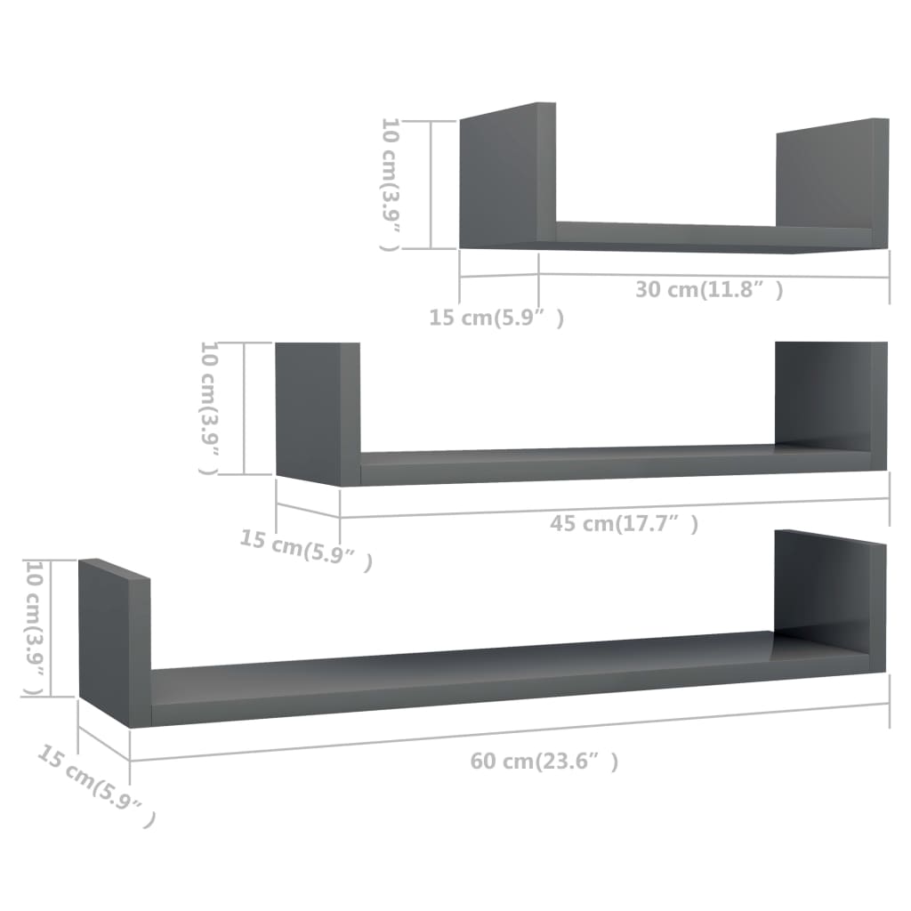 Wandschappen 3 st bewerkt hout