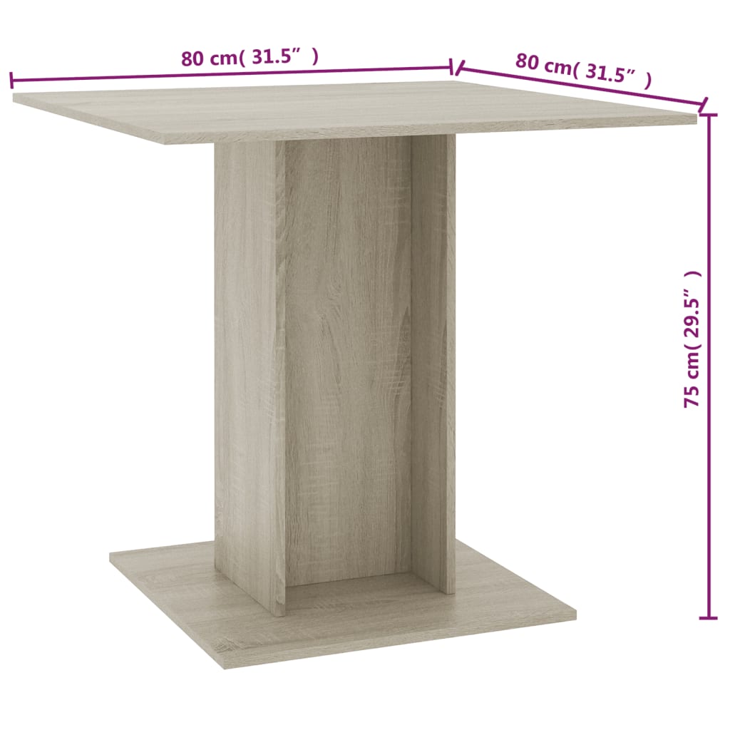 Eettafel 80x80x75 cm bewerkt hout