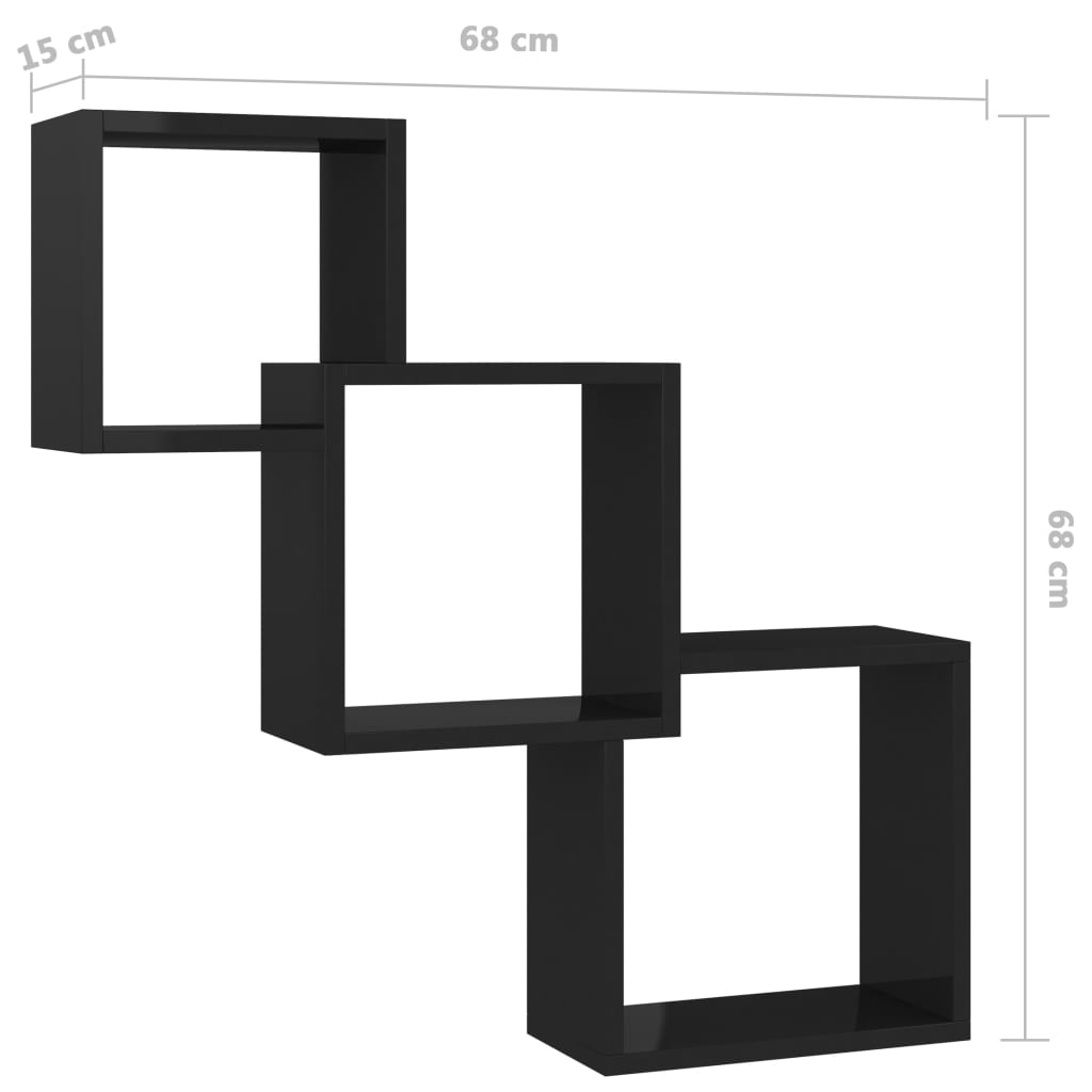 Wandschappen kubus 68x15x68 cm bewerkt hout