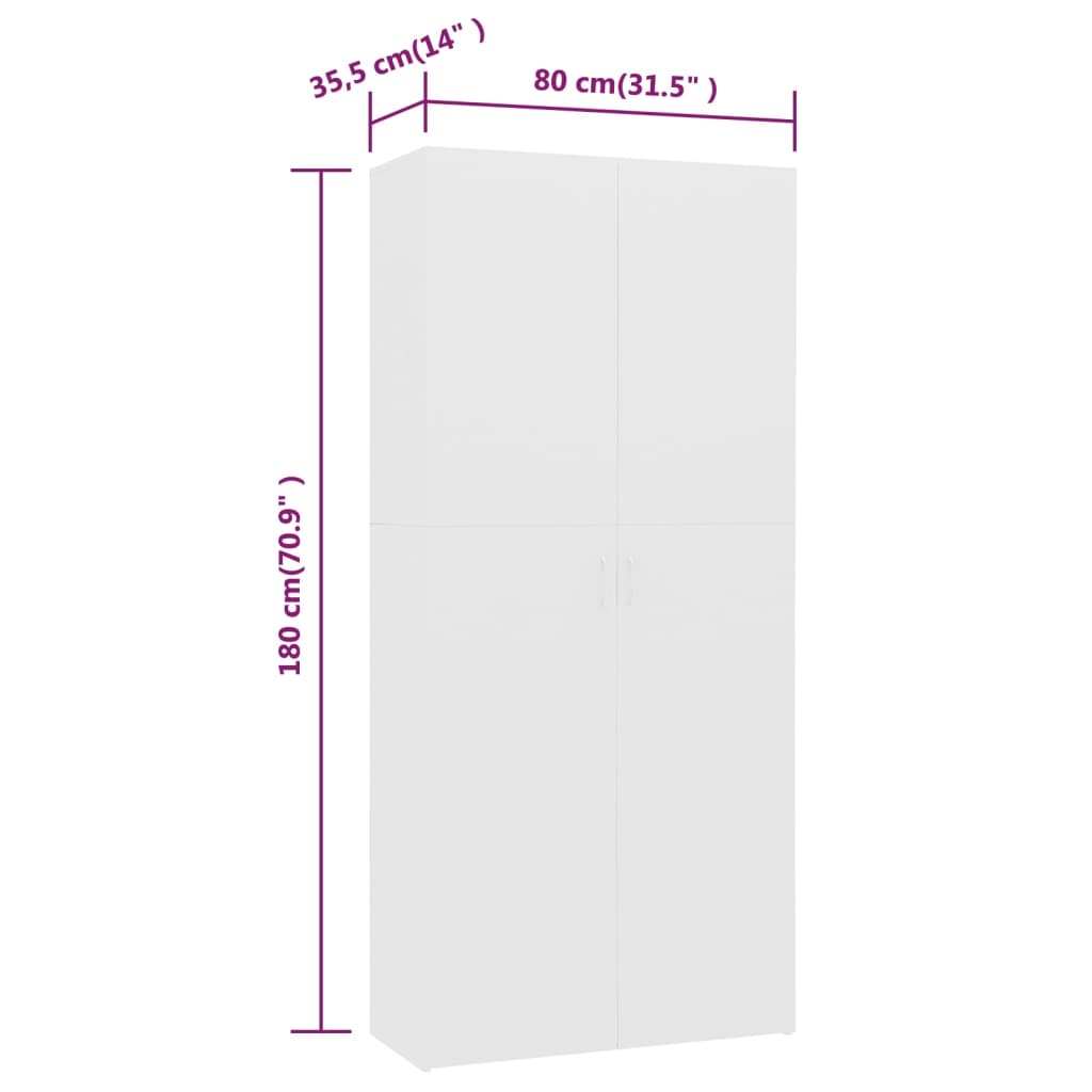 Schoenenkast 80x35,5x180cm bewerkt hout eikenkleurig