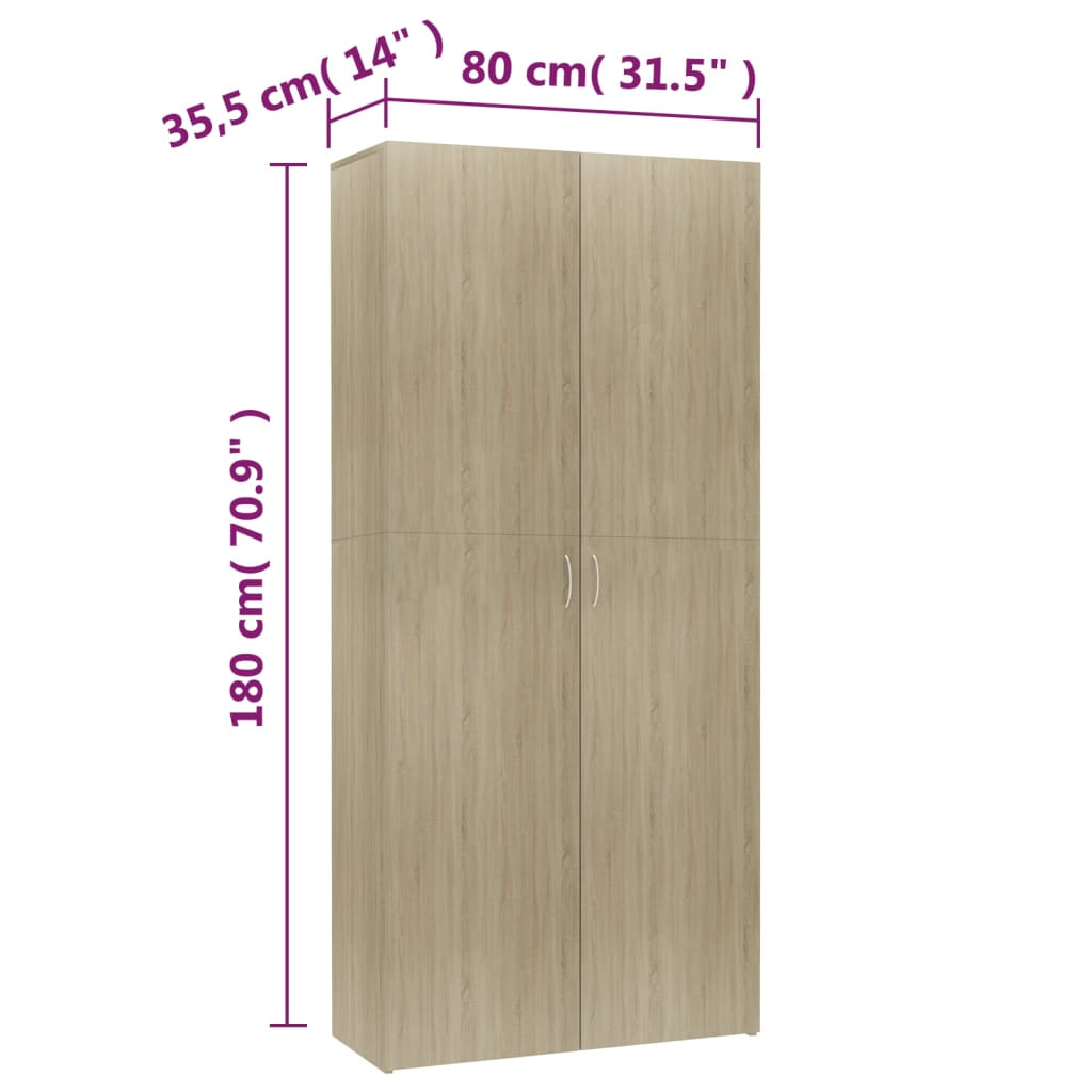 Schoenenkast 80x35,5x180 cm bewerkt hout