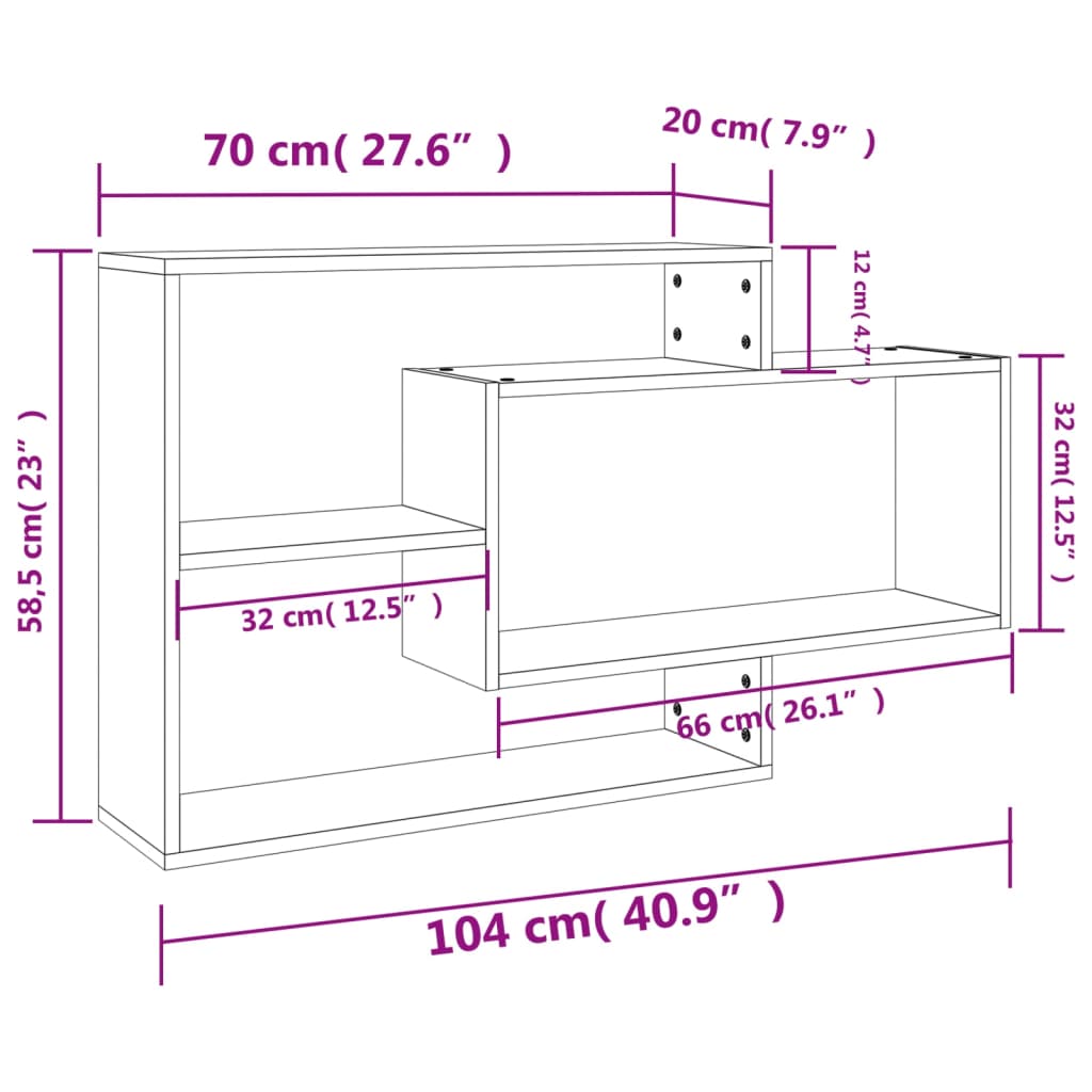 Wandschappen 104x20x58,5 cm bewerkt hout