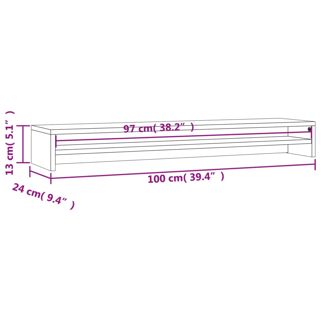 Monitorstandaard 100x24x13 cm bewerkt hout