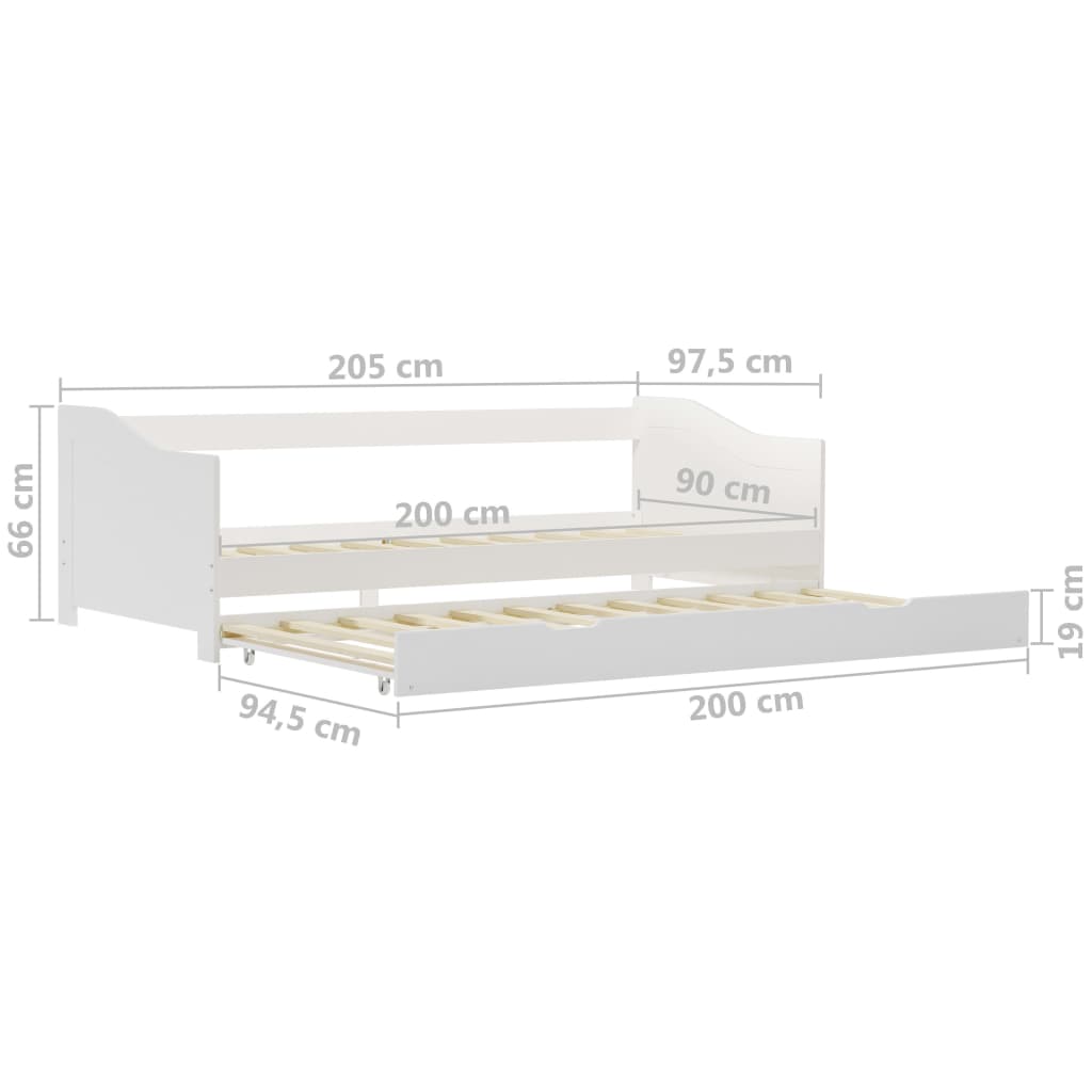 Bedbankframe uittrekbaar grenenhout 90x200 cm