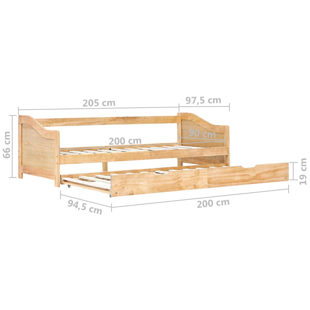 Canapé-lit extensible structure bois de pin 90x200 cm