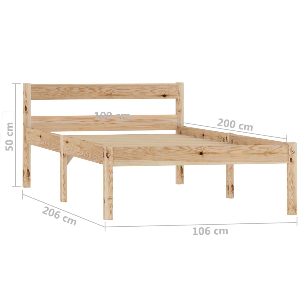 Bedframe massief grenenhout 100x200 cm