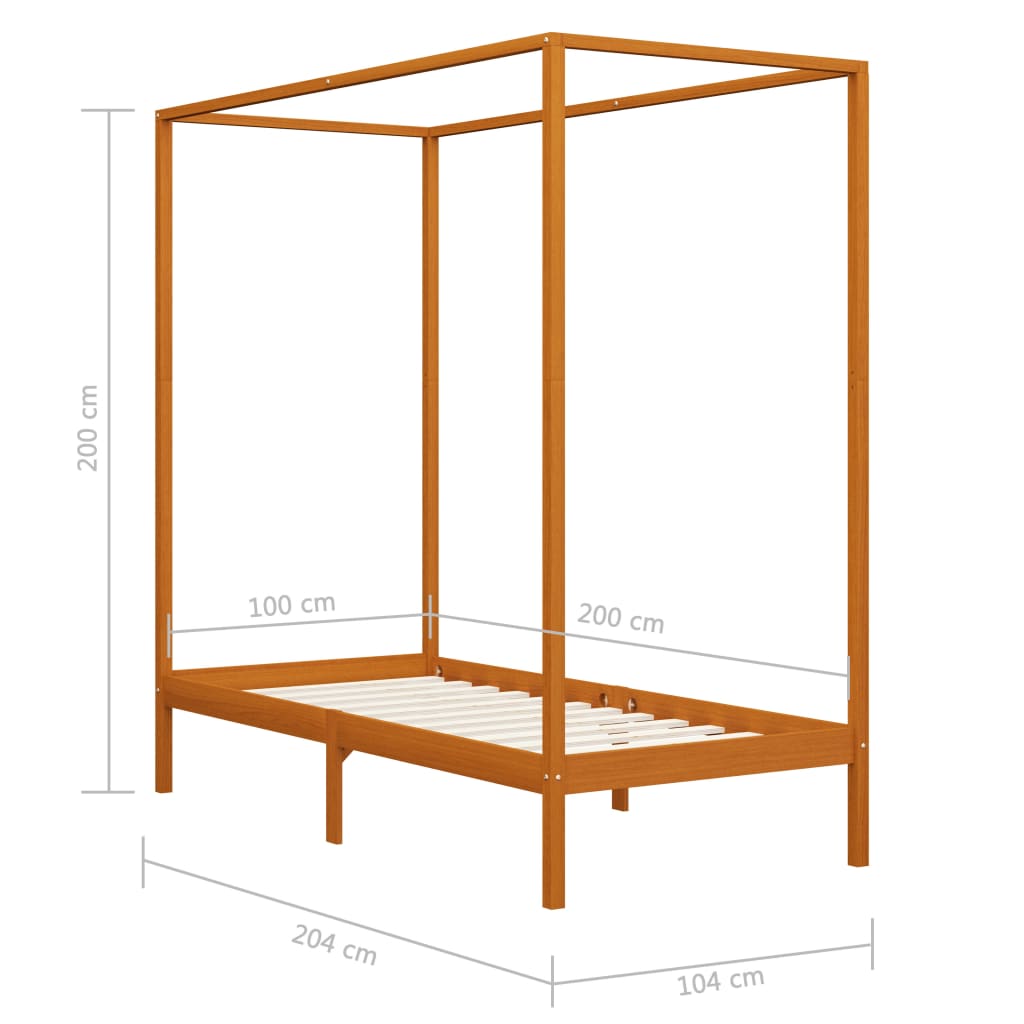 Hemelbedframe massief grenenhout 100x200 cm