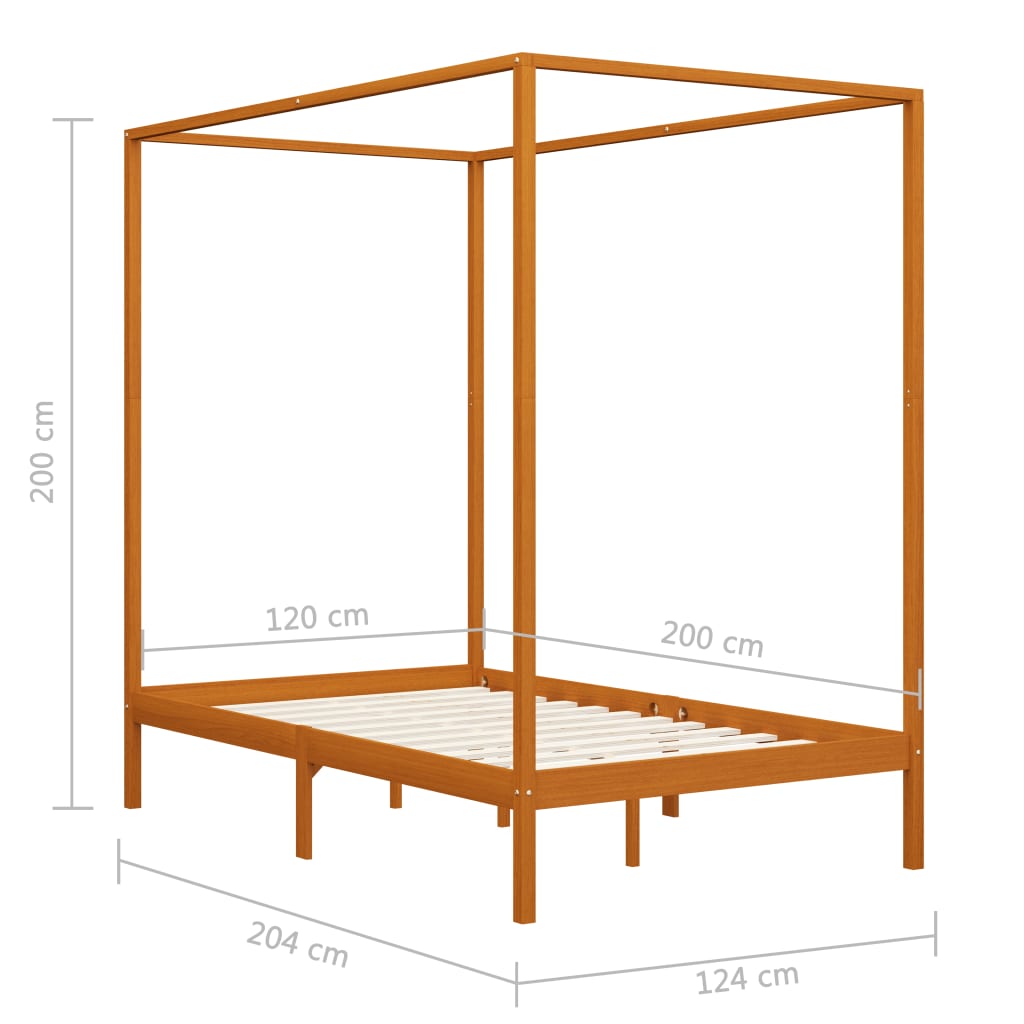 Hemelbedframe massief grenenhout 90x200 cm