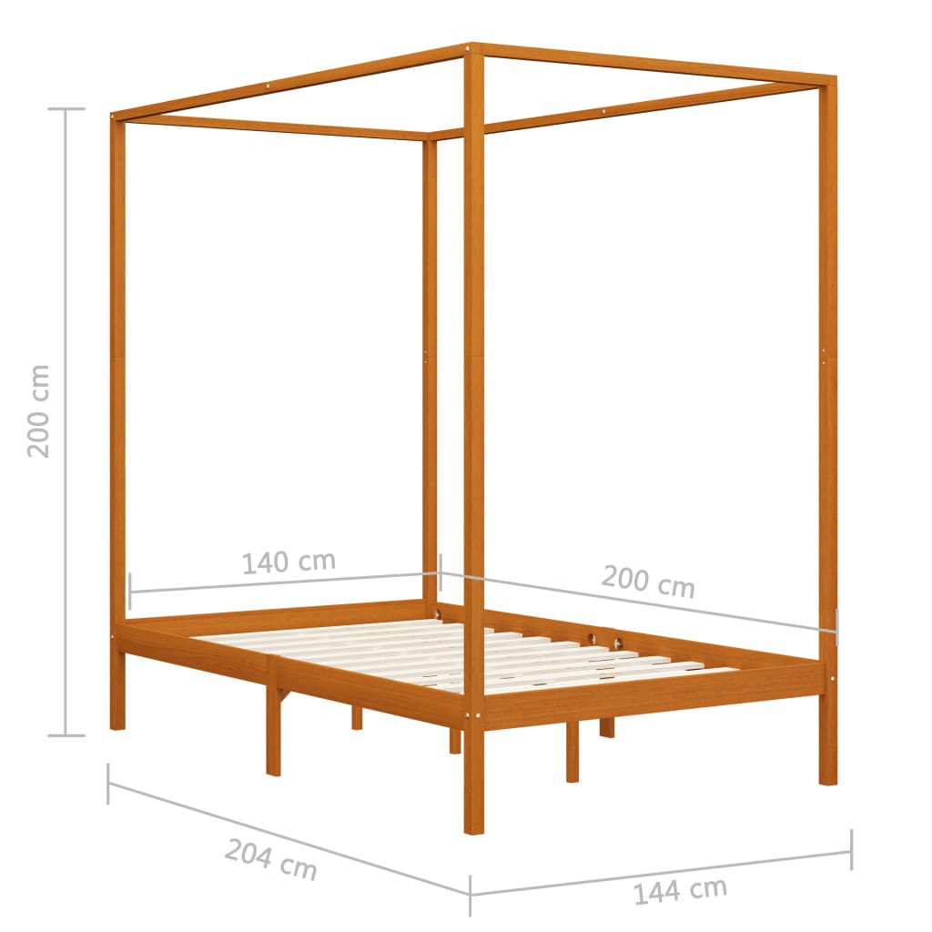 Hemelbedframe massief grenenhout 100x200 cm