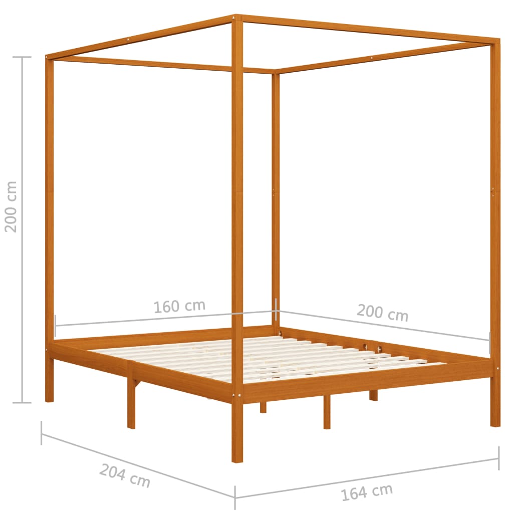 Hemelbedframe massief grenenhout 100x200 cm