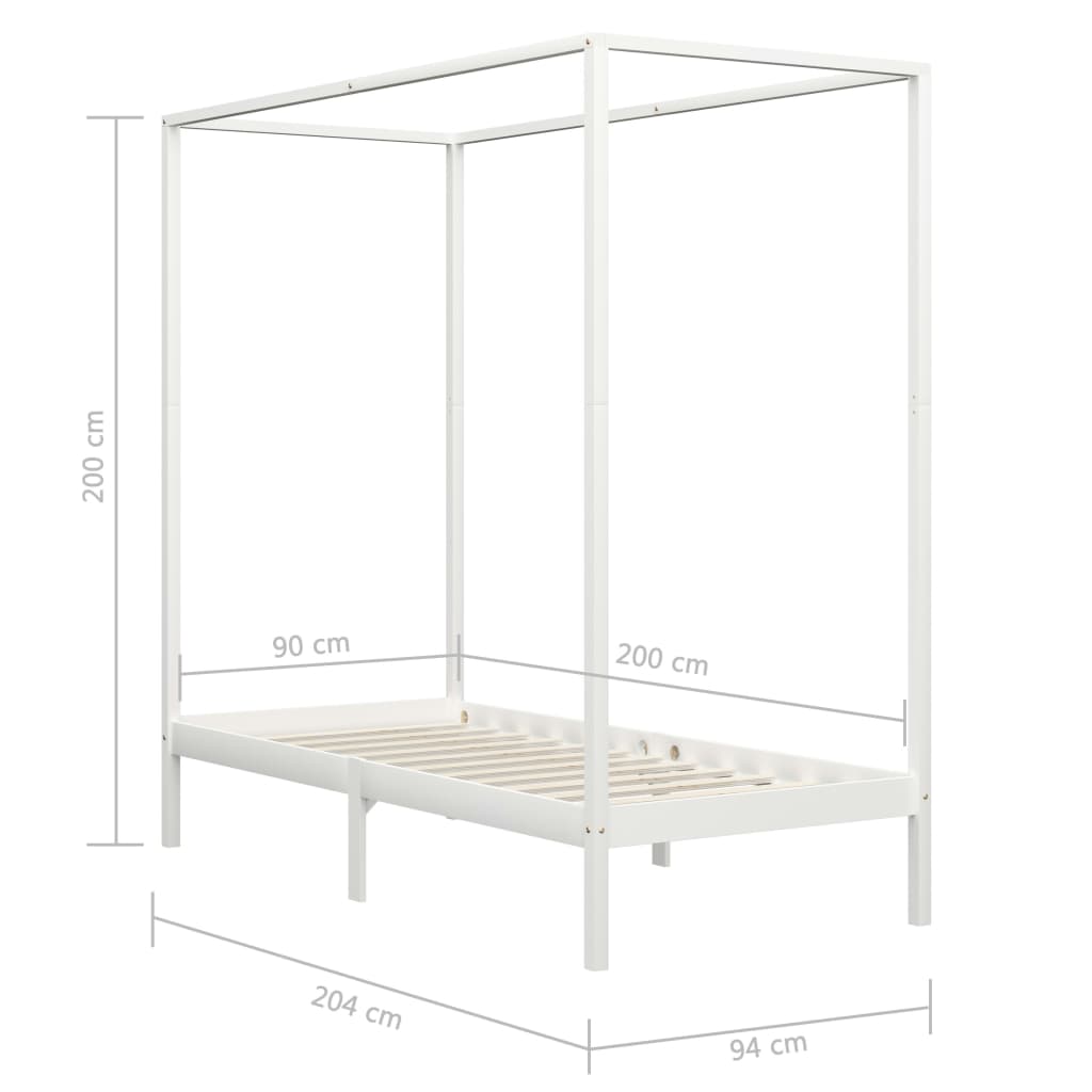 Hemelbedframe massief grenenhout 90x200 cm