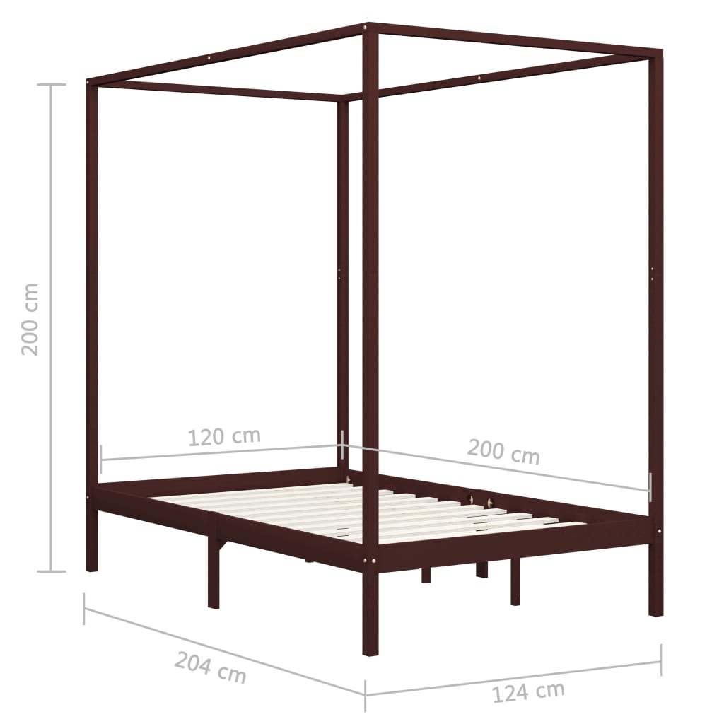 Hemelbedframe massief grenenhout 90x200 cm