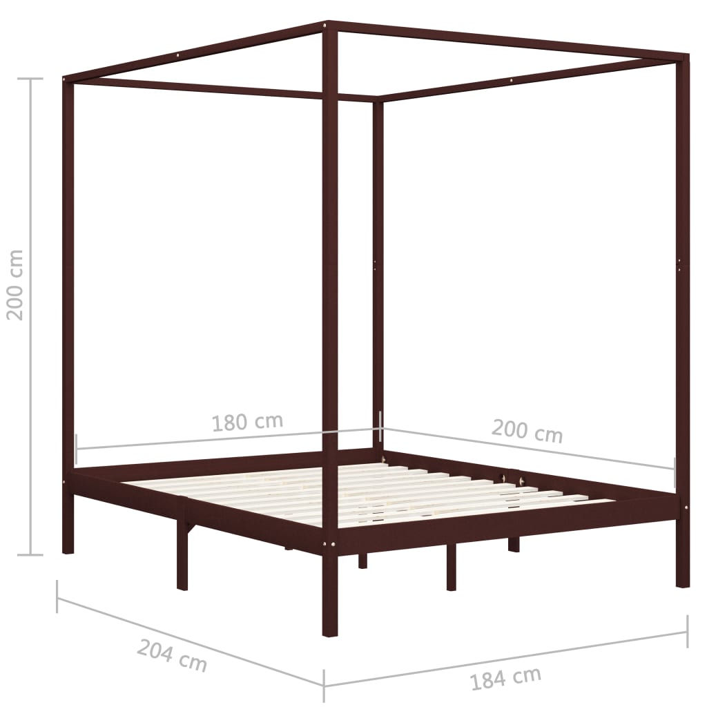 Hemelbedframe massief grenenhout 90x200 cm