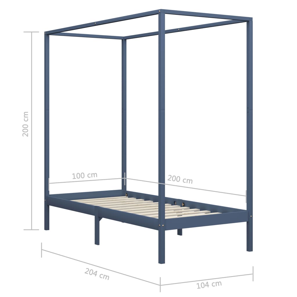 Hemelbedframe massief grenenhout 100x200 cm