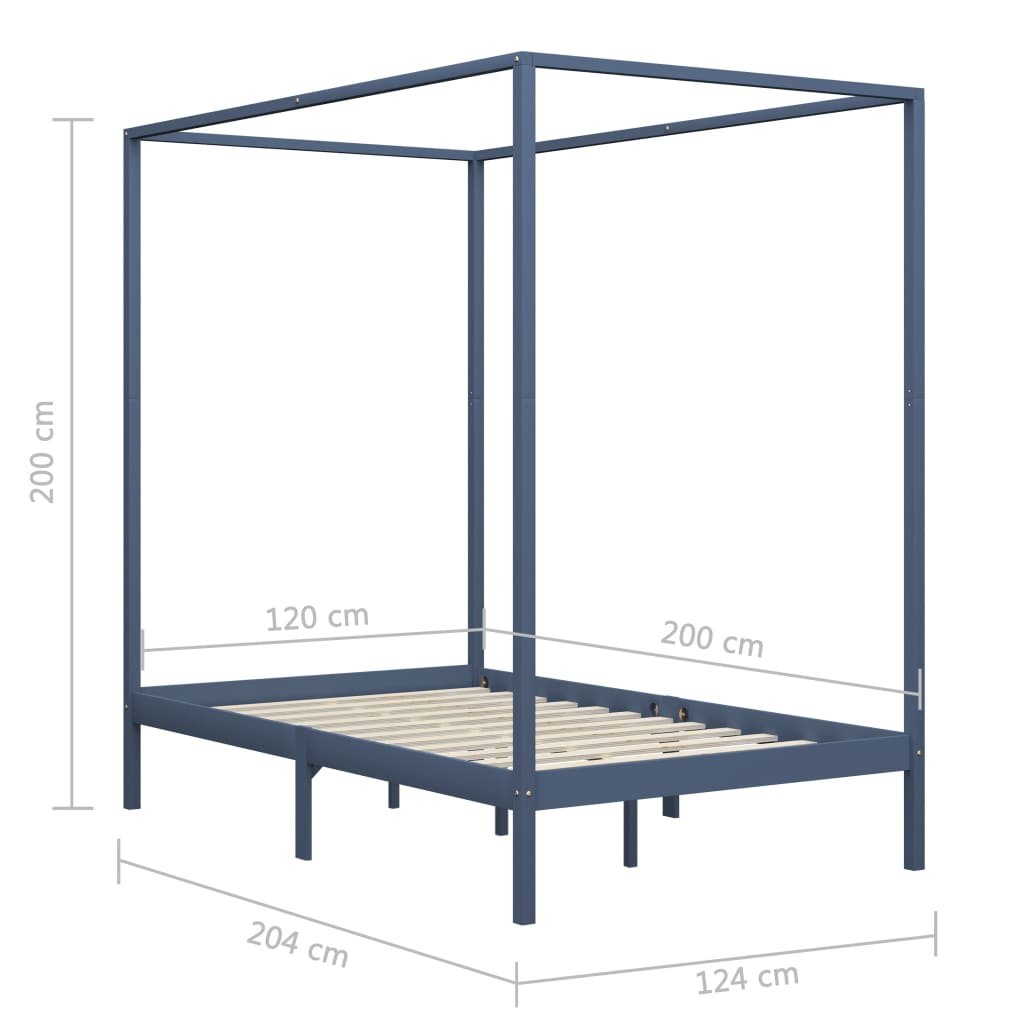 Hemelbedframe massief grenenhout 90x200 cm