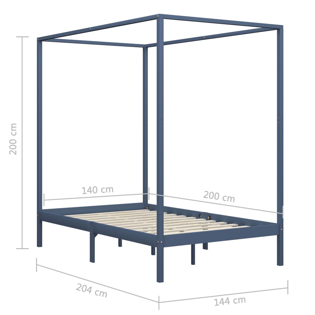 Hemelbedframe massief grenenhout 100x200 cm