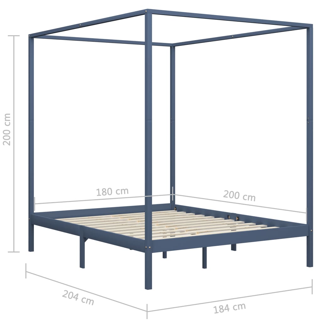 Hemelbedframe massief grenenhout 90x200 cm