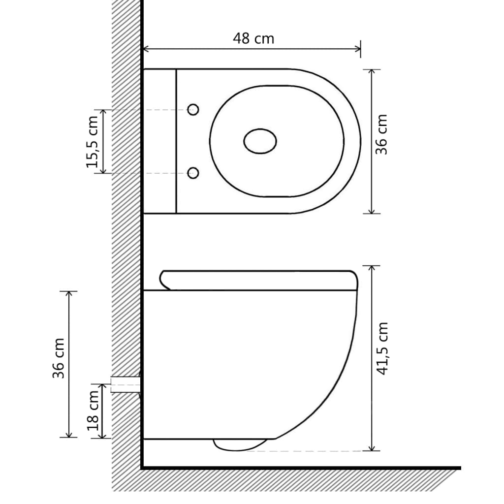 Hangend toilet randloos keramiek