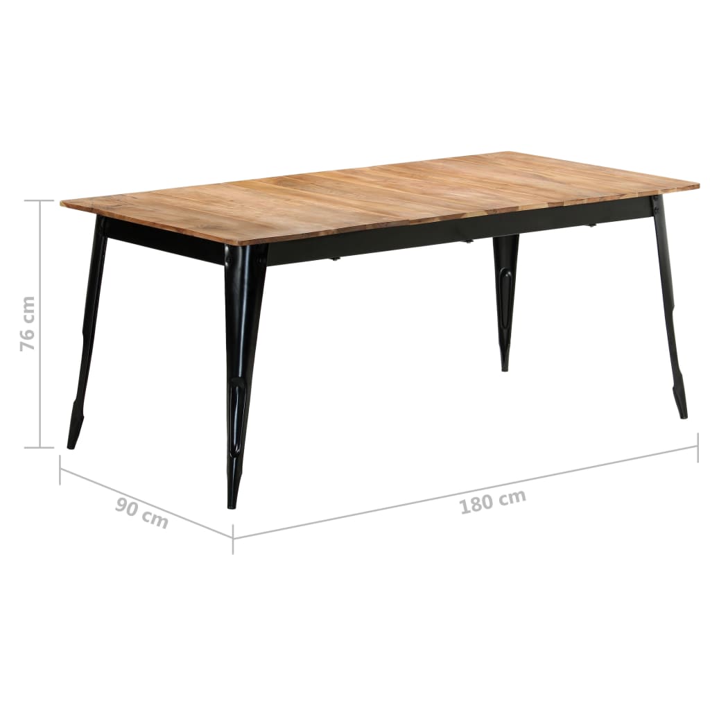 Eettafel 120x60x76 cm massief acaciahout en staal