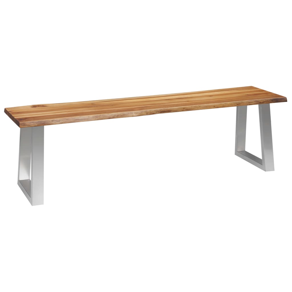 Banc 160 cm en bois d'acacia massif et inox