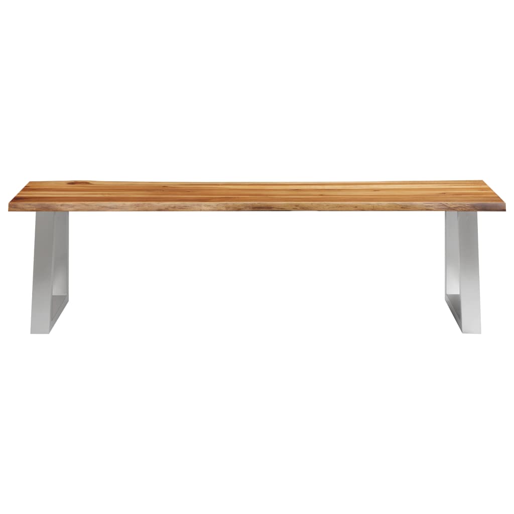 Banc 160 cm en bois d'acacia massif et inox