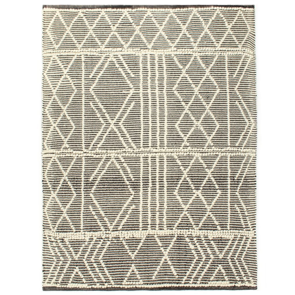 Tapis tissé main 120x170 cm laine noir et blanc