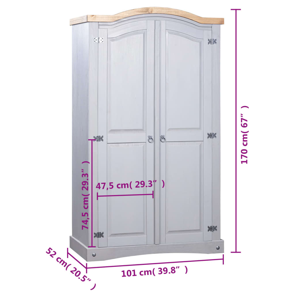 Armoire en pin mexicain style Corona 2 portes