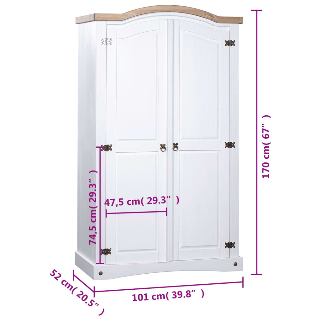 Armoire en pin mexicain style Corona 2 portes