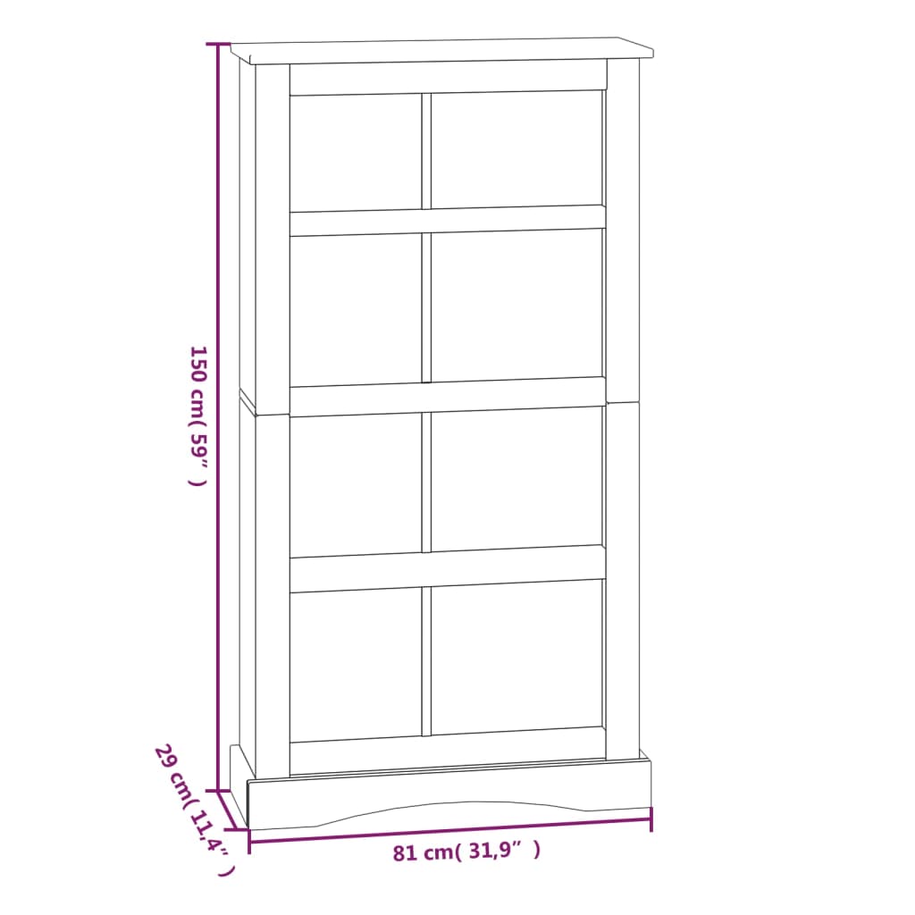 Boekenkast grenenhout met 3 planken Corona-stijl 81x29x100 cm