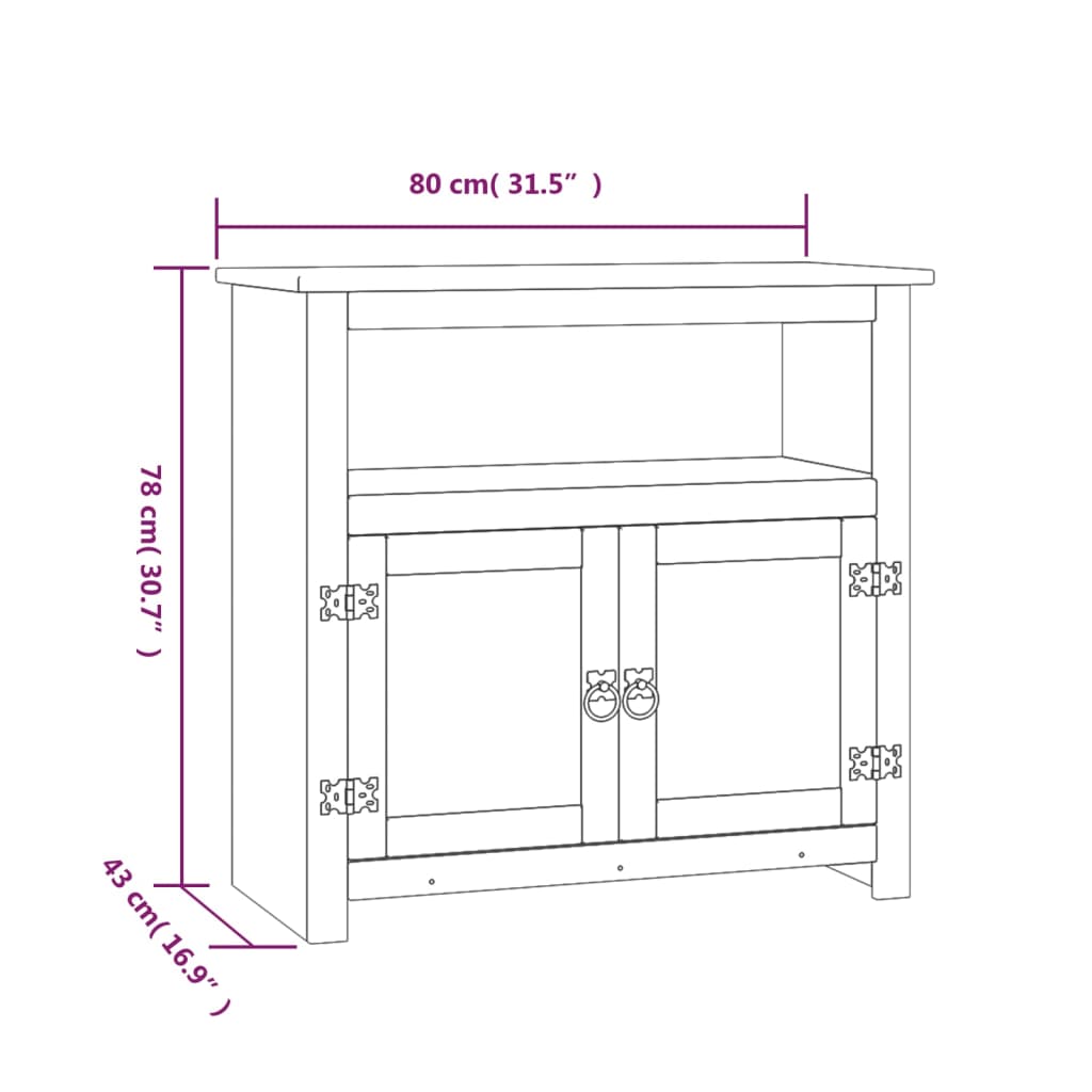 Tv-meubel Mexicaans grenenhout Corona-stijl 80x43x78 cm grijs